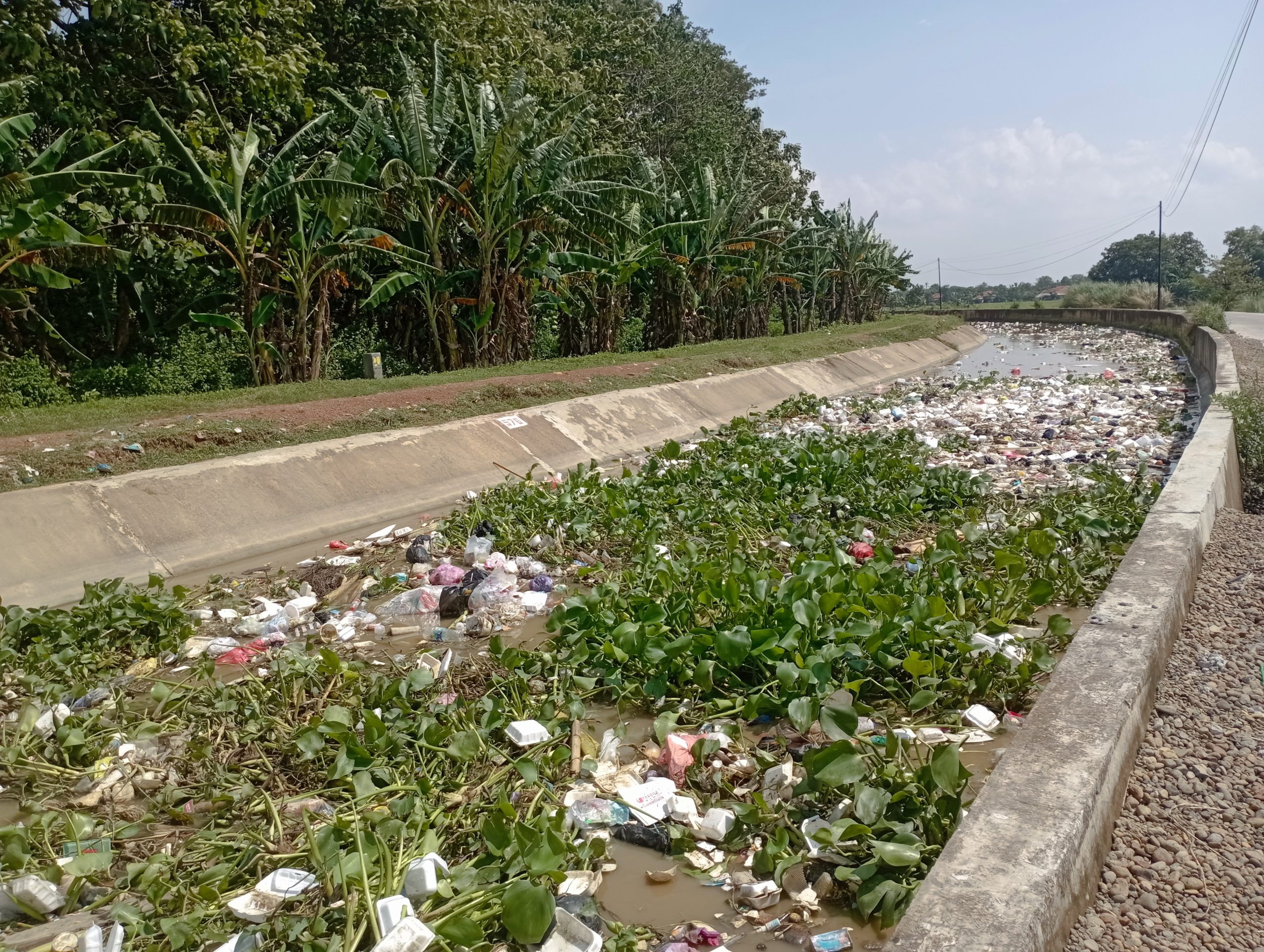 Sampah Penuhi Sungai Desa Arahan Lor Indramayu, Pemdes Segera Turun Tangan
