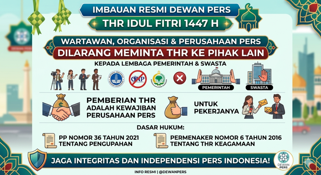 Dalam keterangannya, Dewan Pers menegaskan bahwa pemenuhan hak THR bagi jurnalis sepenuhnya merupakan kewajiban perusahaan pers