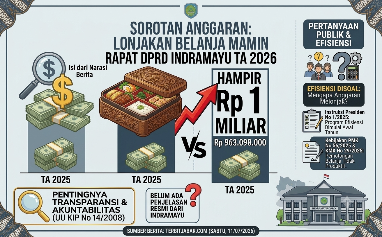 Anggaran Mamin Rapat DPRD Indramayu 2026 Melonjak Nyaris Rp1 Miliar, Tabrak Instruksi Efisiensi Presiden?