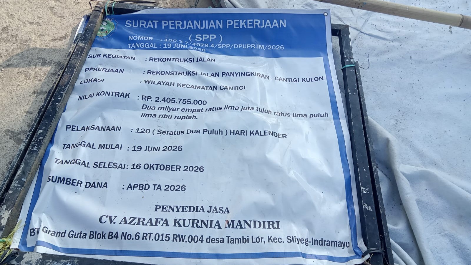 Proyek Jalan Panyingkiran Kidul Cantigi Kulon Indramayu Retak Alus