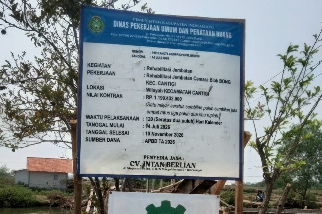 Janggal! Proyek Jembatan Desa Cemara Indramayu Telan Anggaran Besar Tanpa Standar K3