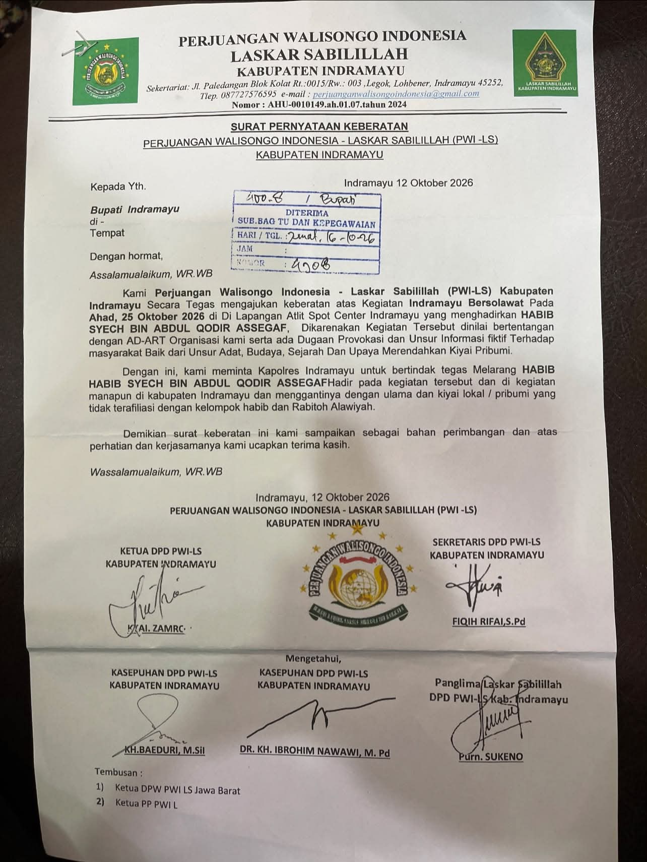 PWI-LS Indramayu Layangkan Surat Keberatan, Tolak Kehadiran Habib Syech di Acara Indramayu Bersholawat